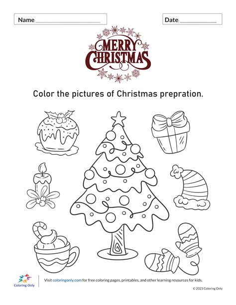 Merry Christmas Preparation Free Printable Worksheet Coloring Pages