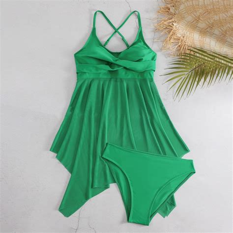 Green Swim Suits For Women 2025 Womens Adjustable Bikini Bra Shorts Bikini Swimsuit Split