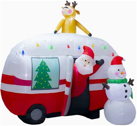 Luxfcup Ft Christmas Inflatable Santa Snowman Camper Inflatables