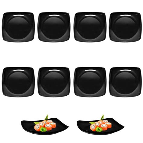 Kit 10 Pratos 22 Cm Em Melamina Para Petisco E Sushis Preto Leroy Merlin