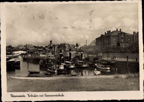 Ansichtskarte Postkarte Wesermünde Bremerhaven Vorhafen akpool de