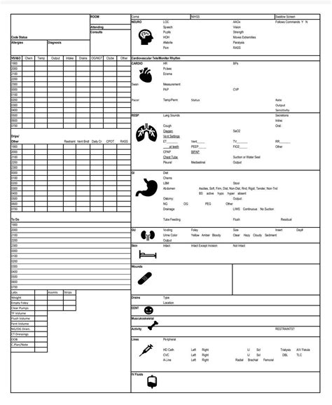 Icu Nurse Report Sheet For Cvu Icu Etsy