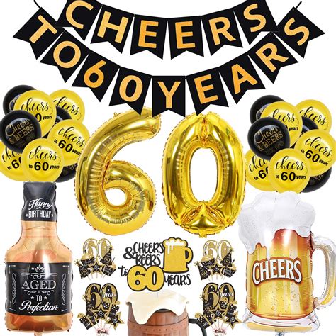 60th Birthday Decorations Kit - Cheers to 60 Years Banner Balloons ...