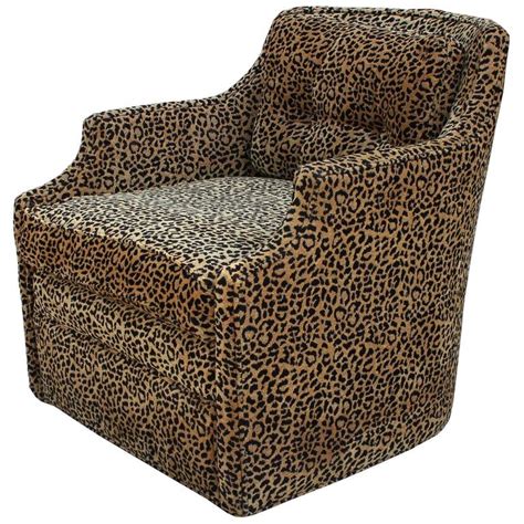 Luxe Pair Of Modern Swivel Lounge Chairs In Leopard At 1stdibs