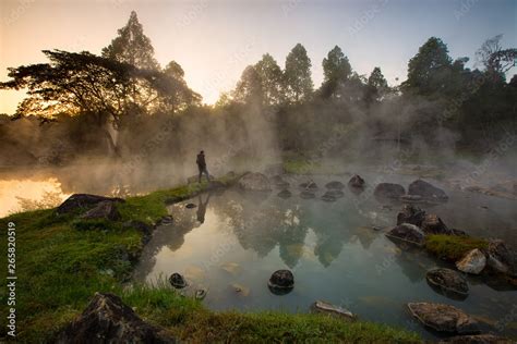 Chaeson National Park Lampang Thailand The Heat From The Hot Spring Providing A Misty And