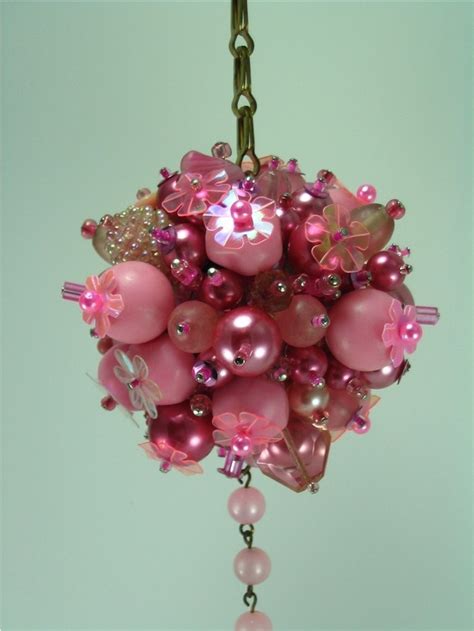 Funky Pink Beaded Christmas Ornament Ball And Chain Etsy Beaded