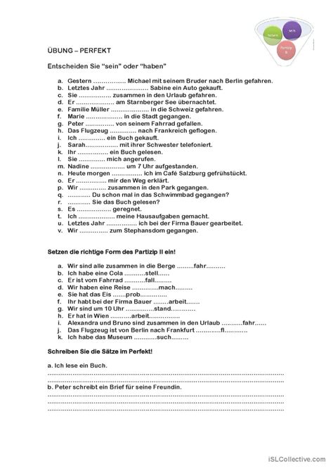 Übungen zum Perfekt English ESL worksheets pdf doc