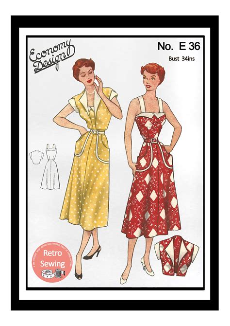 1950s Sun Dress And Bolero Pdf Sewing Pattern Bust 34 Etsy Uk