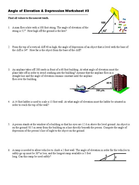 Solved Name Date Angle Of Elevation And Depression Worksheet Worksheets Library