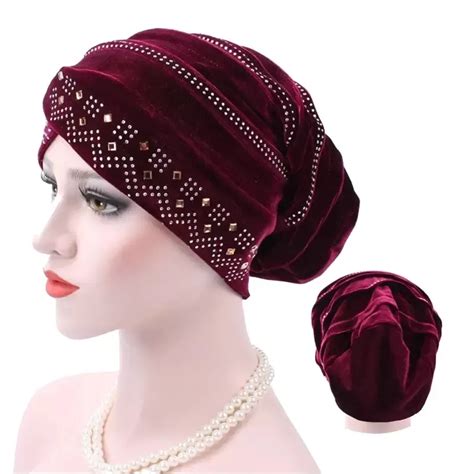 Hijab Interior De Terciopelo Dorado Gorros De Turbante Musulmán Para