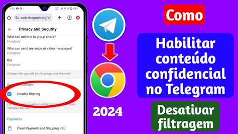 Como Ativar Conte Do Confidencial No Telegram Desativar Filtragem