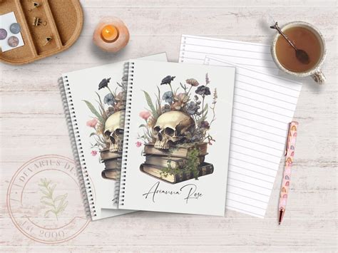 Custom Notebook Goth Aesthetic Skull Journal Wildflower Notebook Gothic