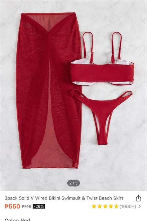 Red Pc Bikini Set Shein On Carousell