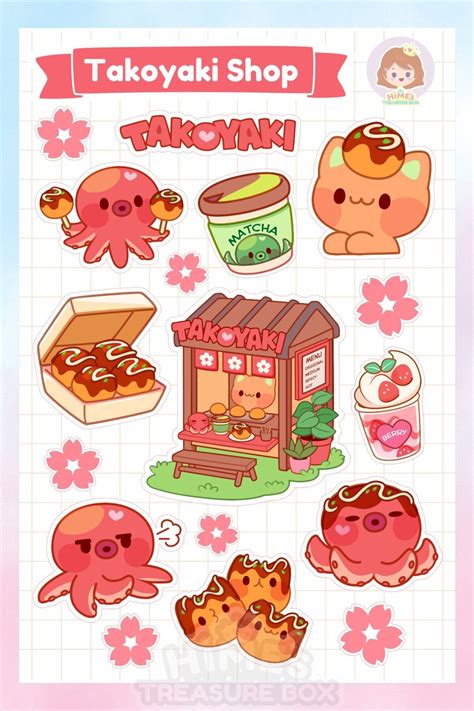 Takoyaki Shop Sticker Sheet Kawaii Stationery Etsy Canada In