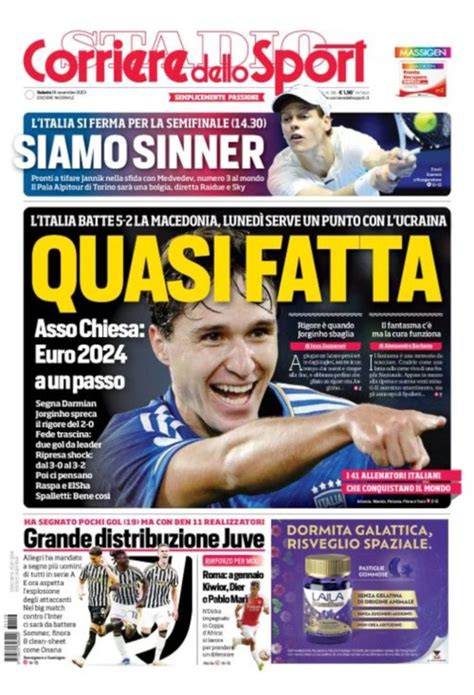 Revue De Presse Italienne Du 18 Novembre 2023 TuttoSport Corriere