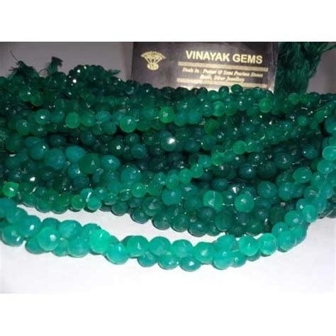 Green Onyx Faceted Onion Briolettes Beads Strands At Best Price In Jaipur