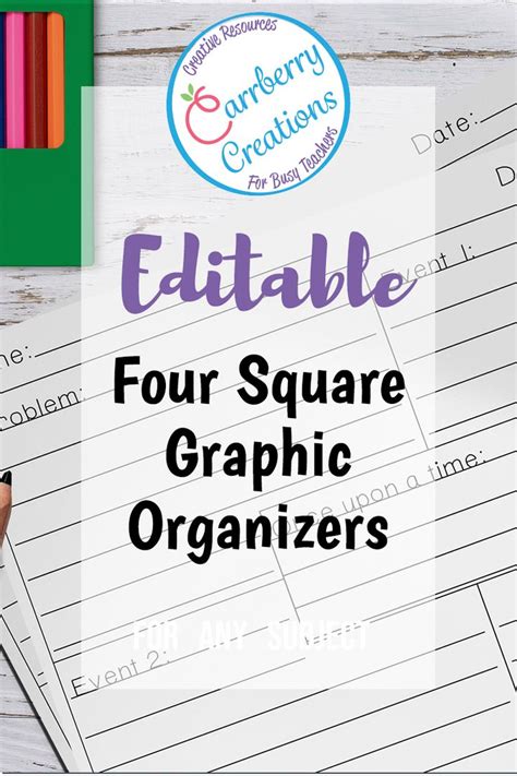 Four Square Writing Graphic Organizers Template Pack Editable Writing