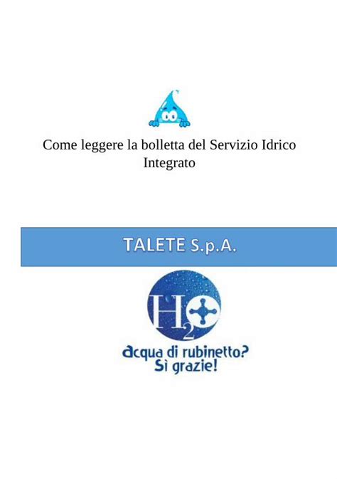 PDF Come Leggere La Bolletta Del Servizio Idrico Integrato Leggere La