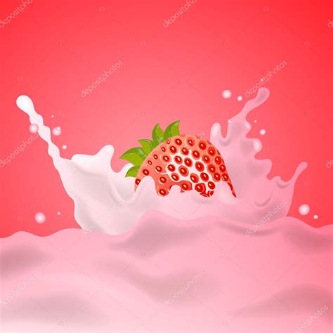 Strawberry Milk Splash Stock Vector Ramonakaulitzki 22953364