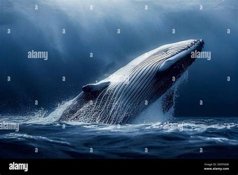 whale jumping out of water illustration Stock Photo - Alamy