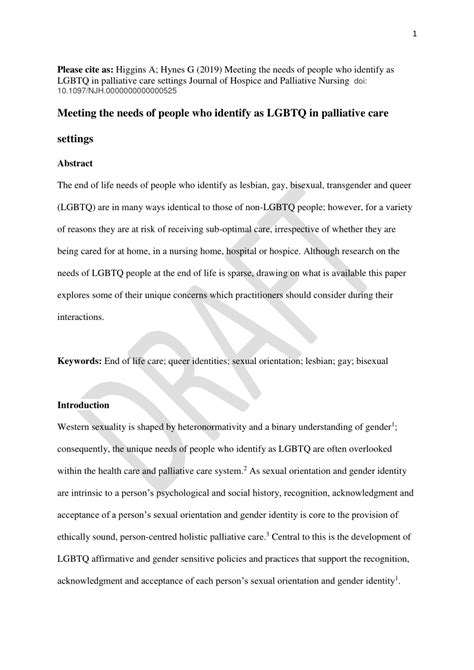 Pdf Meeting The Needs Of People Who Identify As Lesbian Gay Bisexual Transgender And Queer