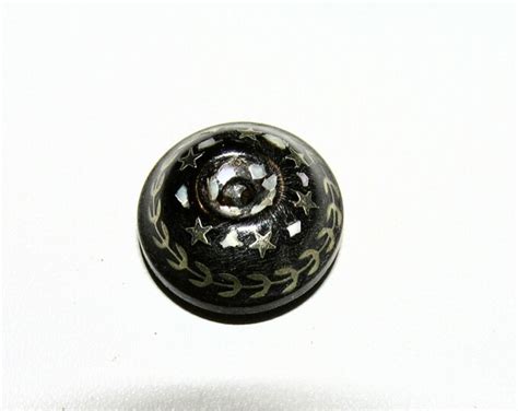 Rare Antique Horn Whistle Button With Inlaid Shell And Silver Etsy