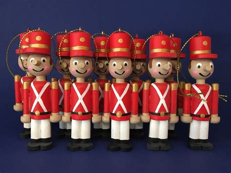 Set Of 10 Wooden Toy Soldiers Christmas Ornaments Etsy