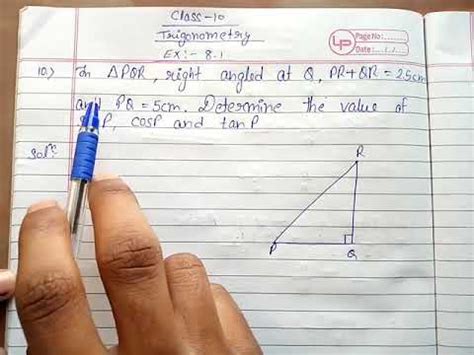 In Pqr Right Angled At Q Pr Qr Cm And Pq Cm Determine The