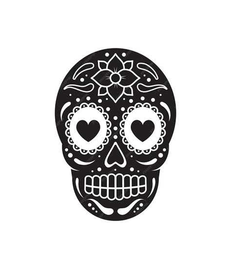 Premium Vector | Vector black flat cartoon day of the dead skull