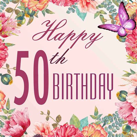 50th Birthday eCard Artistic Flowers | Send a Charity Card : Birthday ...