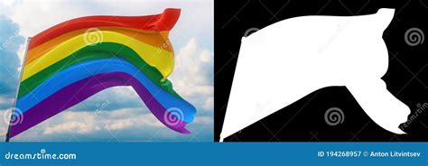 The Rainbow Flag Lgbt Pride Flag Or Gay Pride Flag Waving At Wind Set Of Flag And Alpha Matte
