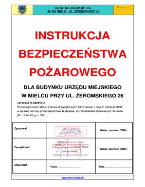 Fillable Online Mielec Instrukcja Bezpiecze Stwa Po Arowego Dla Budynku