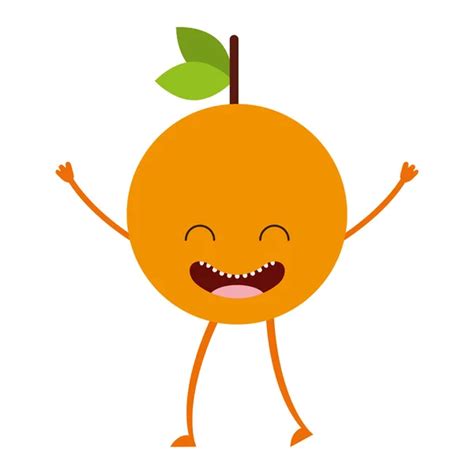 Happy Smiling Orange Fruit Vector Illustration Funny Character — Stock