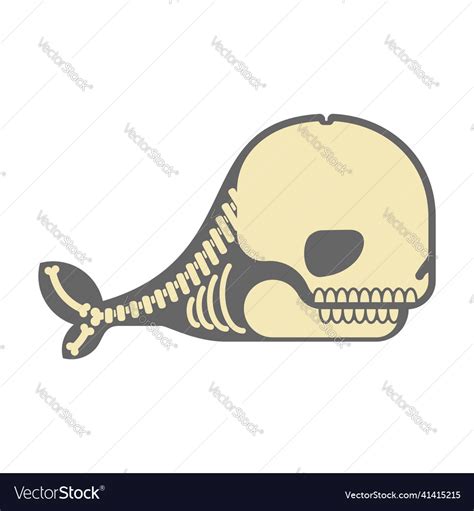 Whale Skeleton Isolated Cartoon Skull Silhouette Vector Image