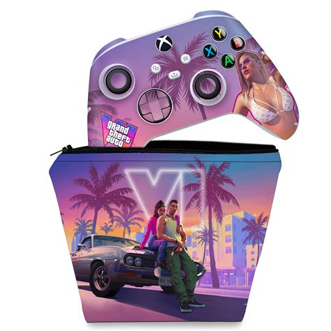 Kit Capa Case E Skin Xbox Series S X Controle Gta Vi Pop Arte