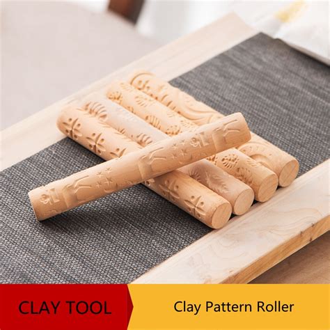 Klei Patroon Roller Houten Handvat Aardewerk Geree Vicedeal