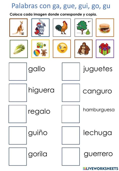 Palabras Con Ga Gue Gui Go Gu Worksheet In 2024 Spanish Lessons For