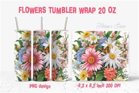 Floral Sublimation Skinny Tumbler Wrap Graphic By Helenes Store · Creative Fabrica