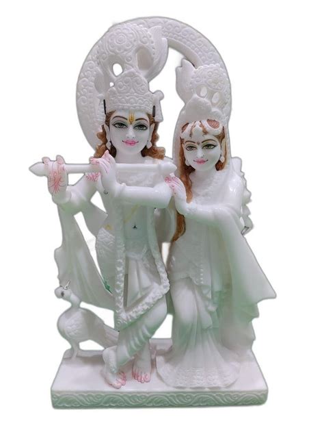 White Feet Marble Radha Krishna Statue For Worship Home At