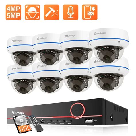 Techage H 265 8CH 4MP 5MP Indoor Dome Video Surveillance Set Audio