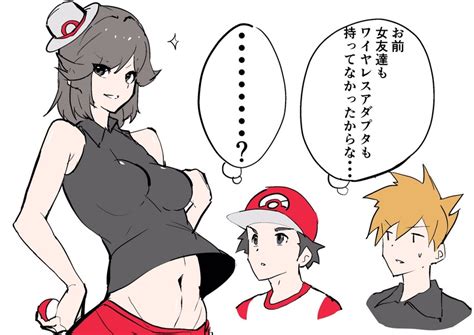 Red Blue Oak And Green Pokemon And More Drawn By Jikatarou Danbooru