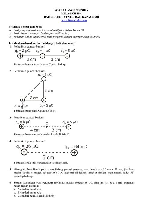 Kumpulan Soal Fisika Listrik Statis Kelas 12 Beinyu