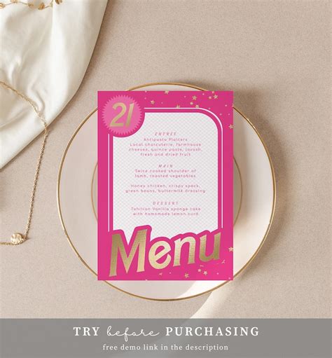 Editable Dinner Menu Printable Birthday Party Lunch Menu Hot Etsy Australia