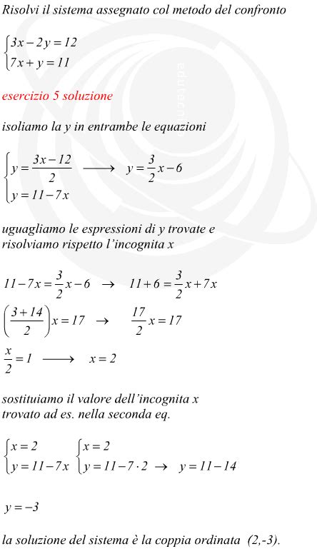 Esempio Metodo Del Confronto Su Sistema In Due Incognite