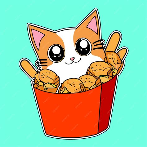 Premium Vector Fast Food Cat A Box Of Cute Nuggets That Are Shap