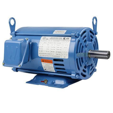 5 HP 3 Phase Electric Motor 3600 RPM 182T Frame ODP Open Drip Proof 230