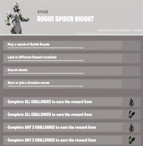 Leaked Fortnite Rogue Spider Knight Challenges And Rewards Will Be