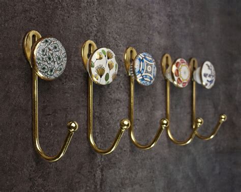 Decorative Ceramic Gold Coat Hooks Vintage Wall Hooks Coat Etsy