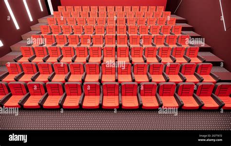 3D render of a cinema interior with red seats Stock Photo - Alamy