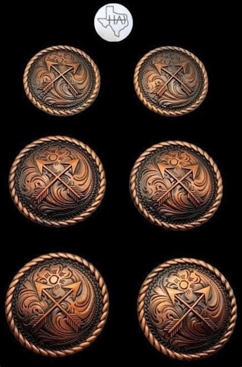 Set Of 6 Saddle Set Conchos With Arrows In Antique Copper Etsy